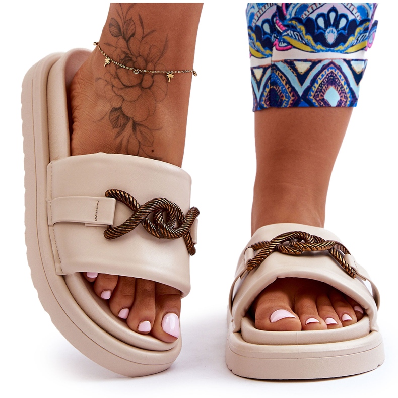 Damsandaler med beige verso