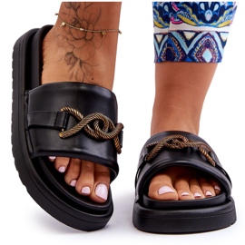 Damsandaler med dekoration Svart Verso