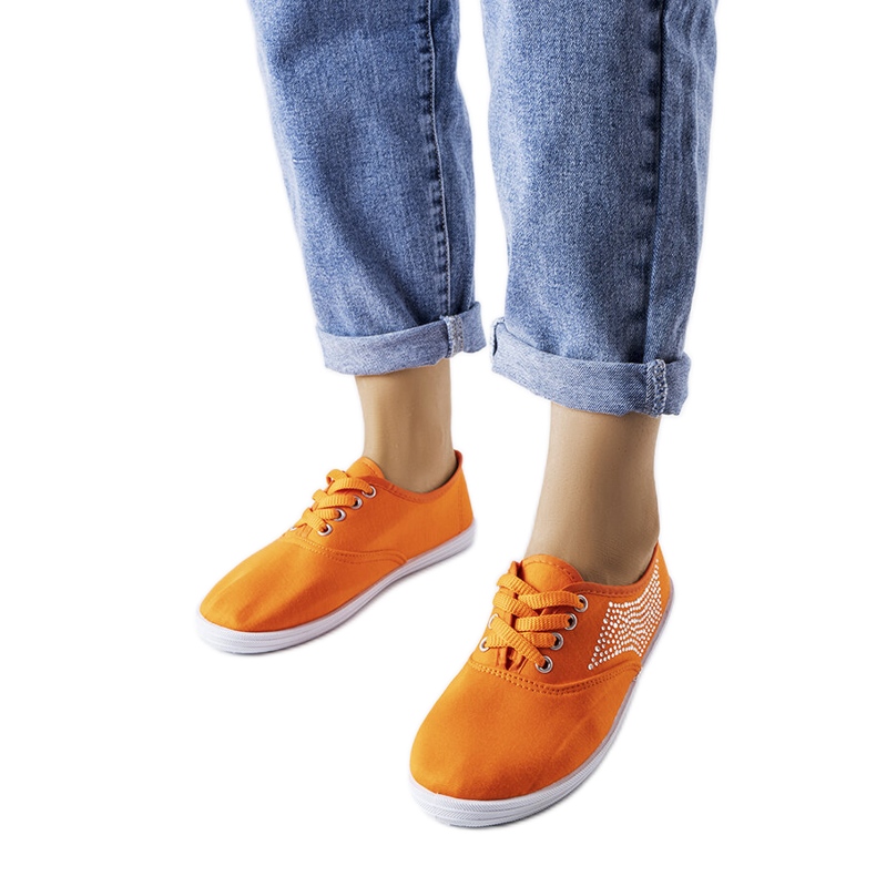 Orange sneakers med strass från Godfrey
