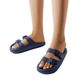 Marinblå gummisliders med spännen från Padova