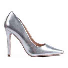 Metallic silver högklackade pumps från Shelovet