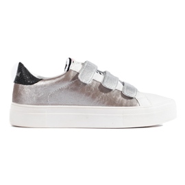 Silver och vita Shelovet sneakers med kardborreband för kvinnor