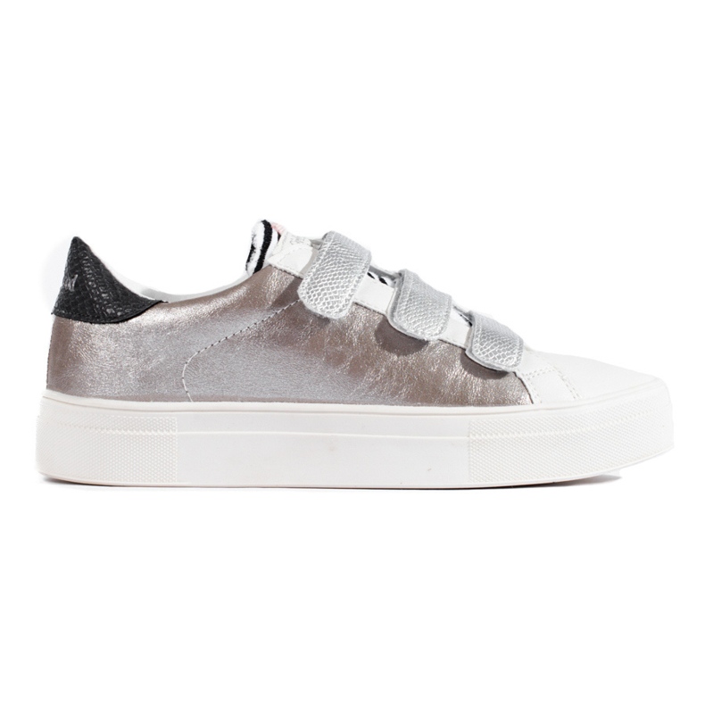 Silver och vita Shelovet sneakers med kardborreband för kvinnor silver-