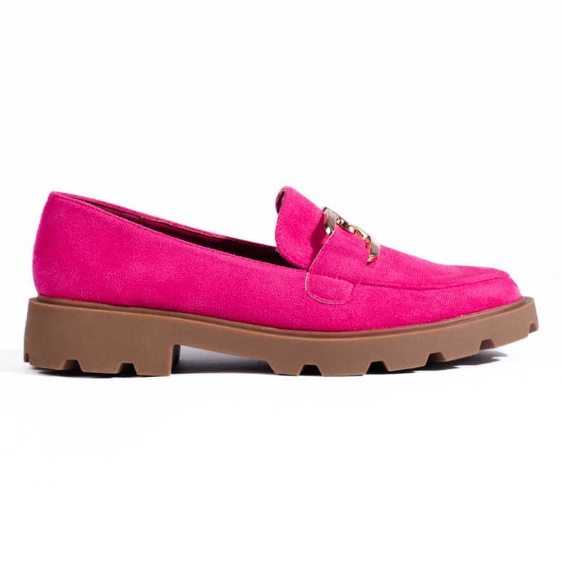 Brogues i mocka med kedja Shelovet fuchsia rosa
