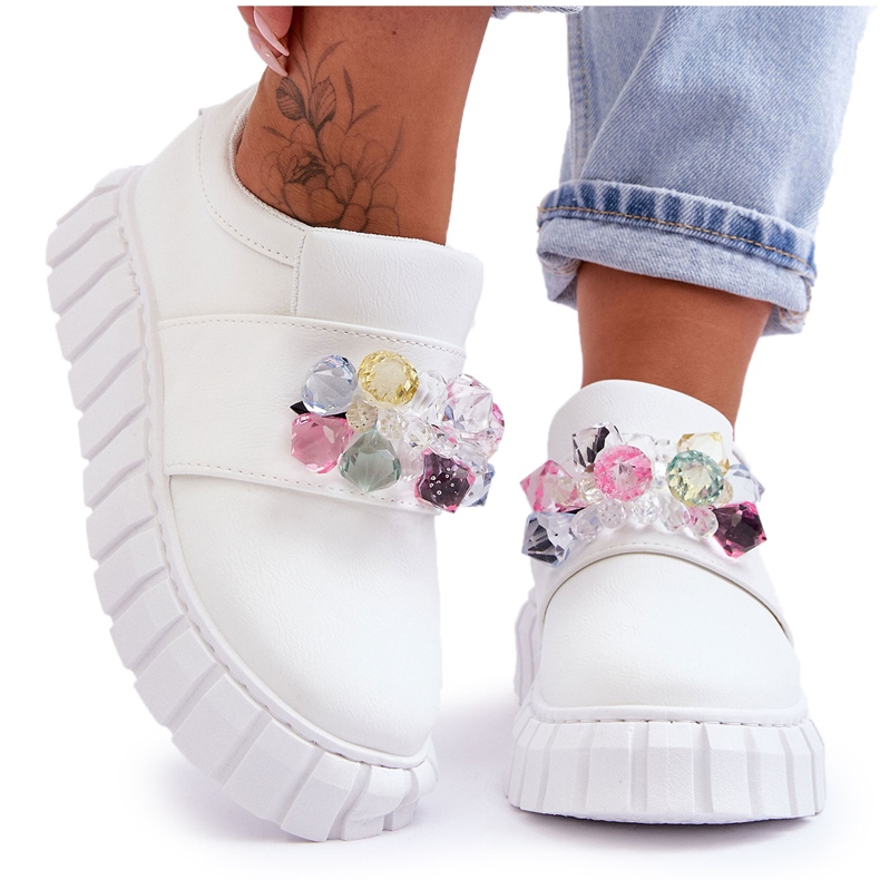 PS1 Fashionabla Slip-On sportskor med vit Desire dekoration