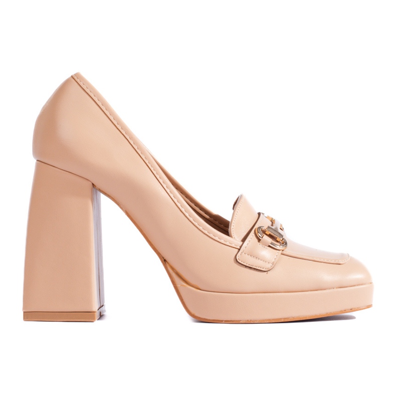 Beige blockklackpumps från Shelovet