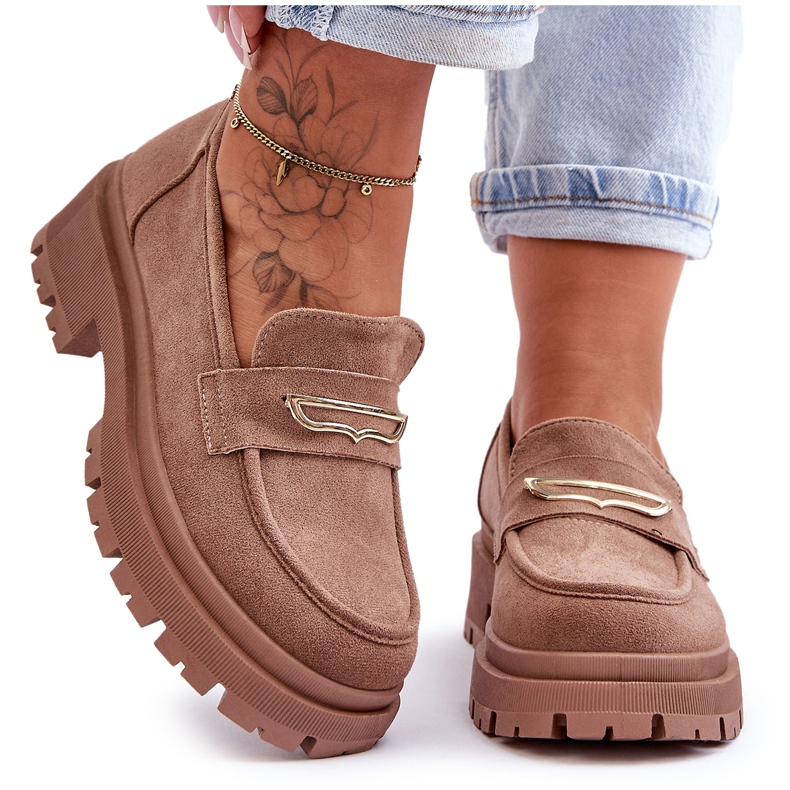 PS1 Slip-on Loafers i mocka för kvinnor Mörkbeige Pure Love