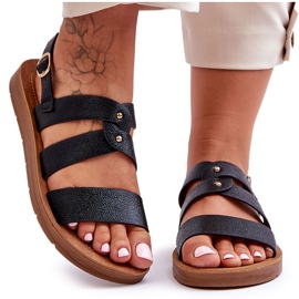 PG1 Svarta Catalia glänsande sandaler för kvinnor