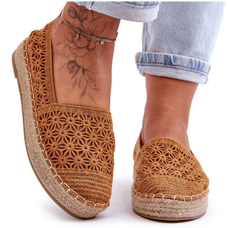 PG1 Camel One Lover Openwork Espadrilles för kvinnor brun