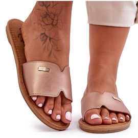 Bekväma platta klackar för kvinnor Rosa Guld Coraline gyllene