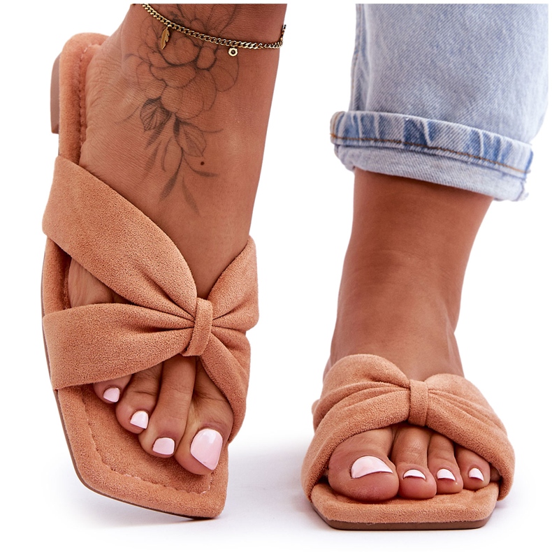 Orange Vanilla Sky Velour Tofflor för kvinnor