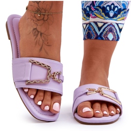 Klassiska tofflor för kvinnor med utsmyckad lila Imponerande purpur