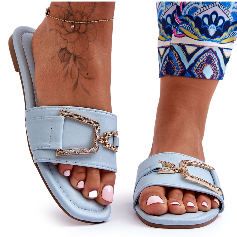 Klassiska blå imponerande tofflor för kvinnor