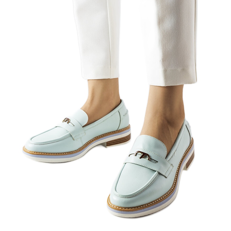 Orlanda loafers i mintläder grön