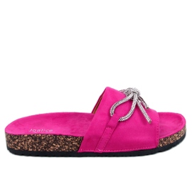 Korktofflor med strass Dietz Fuchsia rosa