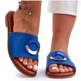 Damtofflor med blå sherry utsmyckade