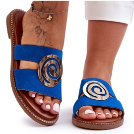 Fashionabla tofflor med spegeldekoration Blå djupt andetag