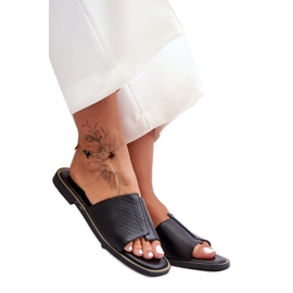 Svarta Harmony-lädertofflor för kvinnor