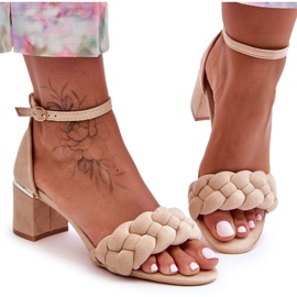 Essenza Beige Mocka flätade sandaler