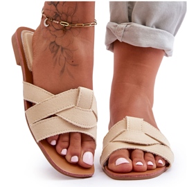 Aversa Beige tygtofflor för kvinnor