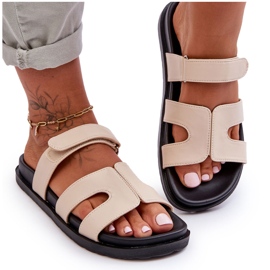 Läder Klassiska kardborreband för kvinnor Beige Amedon