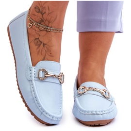 Klassiska Leather Loafers Ljusblå Verona