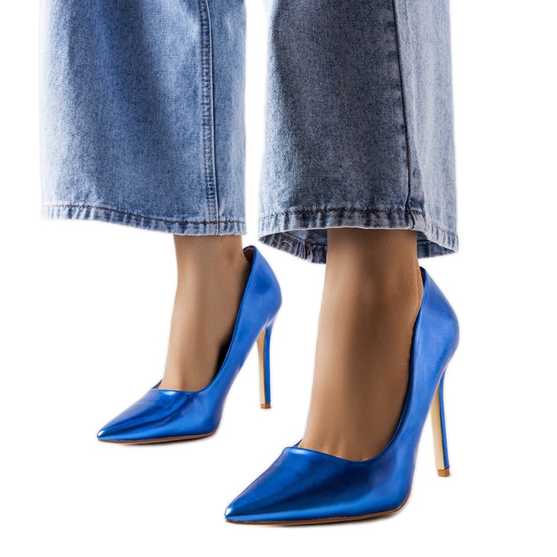 Blå metallic klackar från Delis