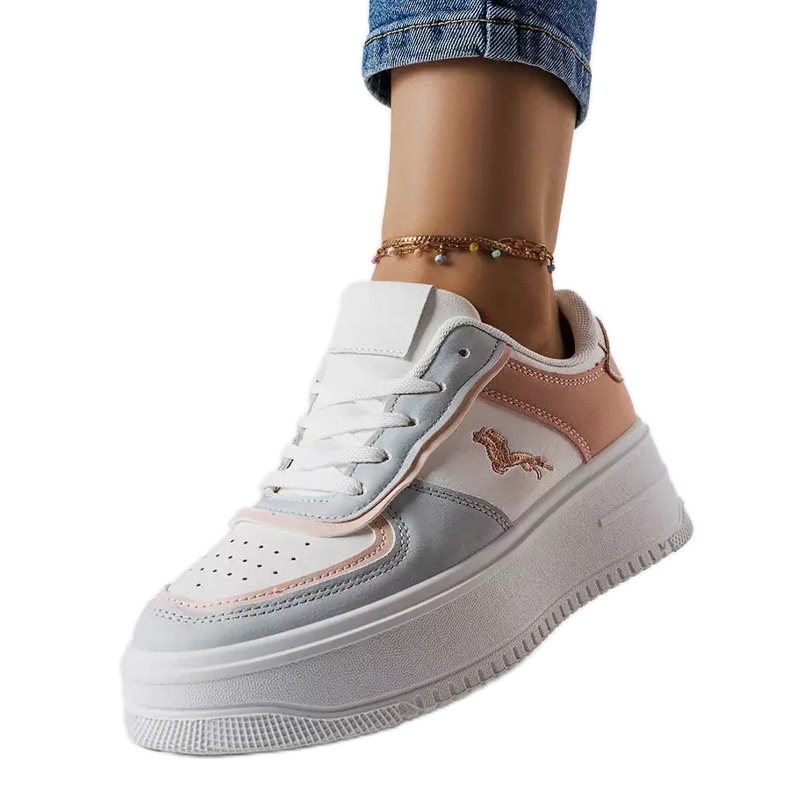 Rosa och blå platåsneakers från Gidle vit