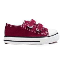 Vico vinröda kardborrsneakers för barn