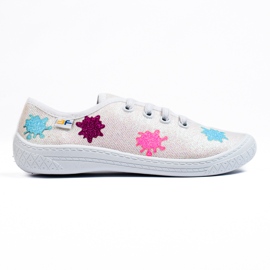 SHELOVET 3F slip-on glänsande vita sneakers för barn mångfärgad