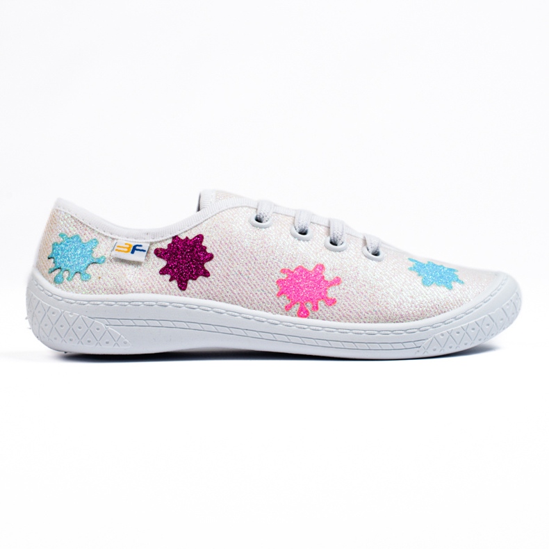 SHELOVET 3F slip-on glänsande vita sneakers för barn mångfärgad