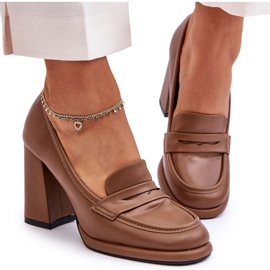 PS1 Fashionabla Pumps På En Klack Brun Florence