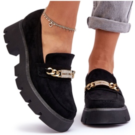 PS1 Klassiska mocka Loafers på Chunky Platform Black Catch Me! svart