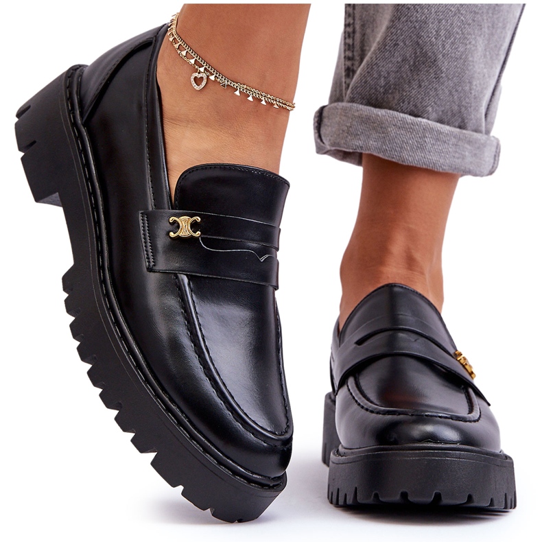 PS1 Lädermockasiner med svart Esperta-dekoration