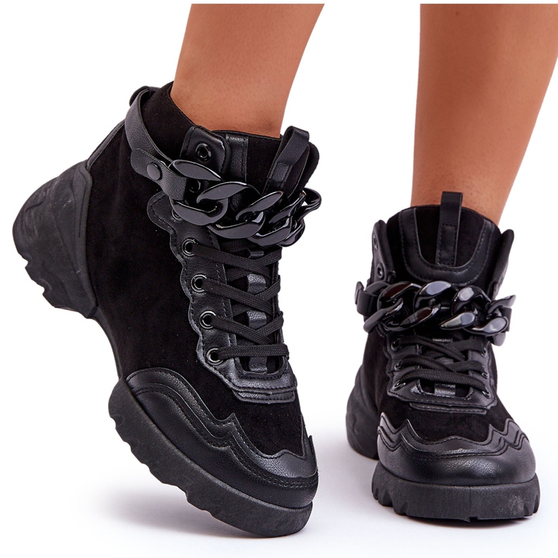 PS1 Damsportskor Mocka med kedja Svart Tymagio