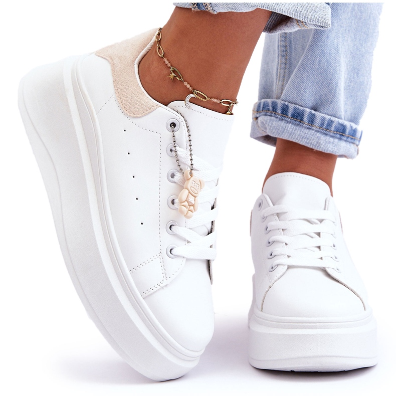 PS1 Damsportskor på en massiv plattform Vita och beige Mariell