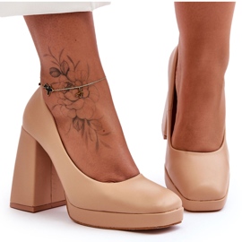 Chunky Heel Pumps Naken Rosalia beige