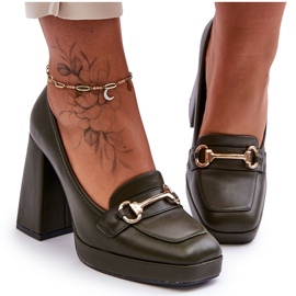 Fashionabla Green Rouse Läderpumpar grön