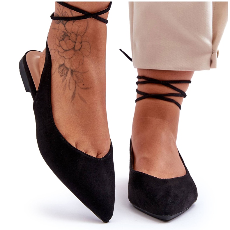 PG1 Mocka för kvinnor Ballerinor med snörning Svart Lilly Ann