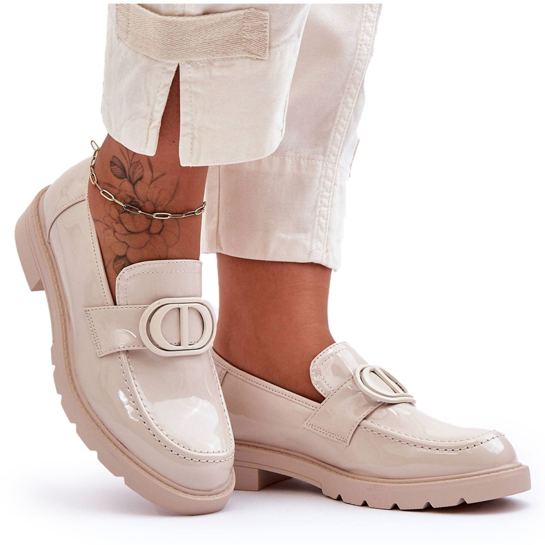 PG1 Lackade Plattform Loafers Beige Jarren