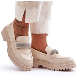 PG1 Arickas Chunky Leather Loafers med beige utsmyckningar