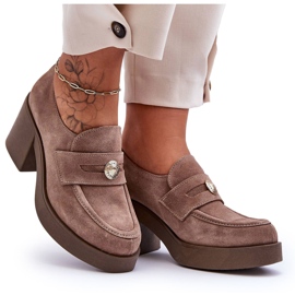 Lemar Damskor i mocka på klack Beige Dunadia