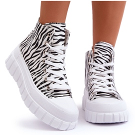 PS1 High Top Sneakers Damer Zebra Mönster Vit Florensi