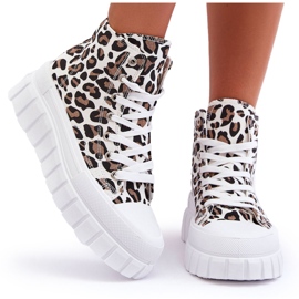 PS1 High Top Sneakers Dam Leopard Mönster Vit Florens
