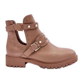 Dam Trapper Boots Med Pärlor Beige Klarisa