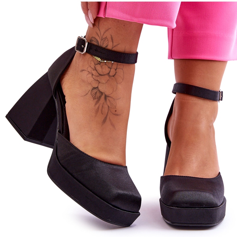 PA1 Fashionabla pumps på massiva klackar Svart Sandia