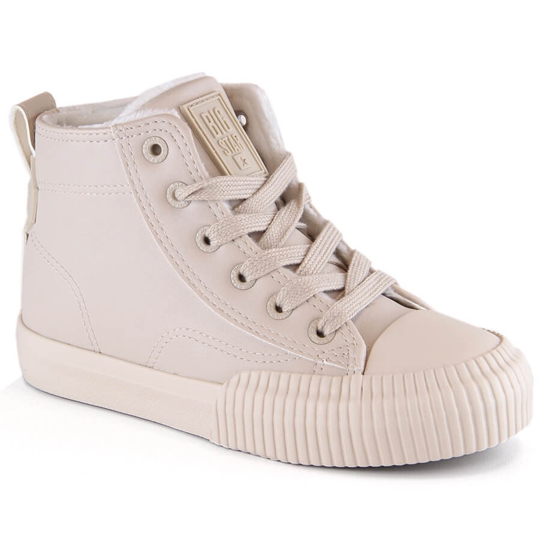 Isolerade barnsneakers med snören och blixtlås beige Big Star MM374012