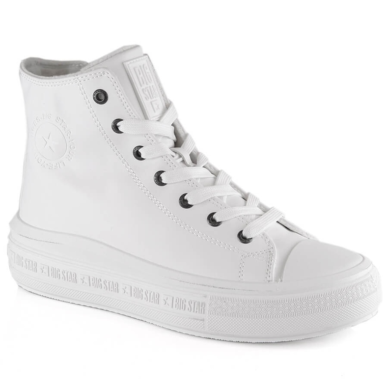 White Big Star MM274021 isolerade sneakers med snörning och dragkedja vit