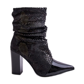 Crinkled Snake High Heel Boots Black Casima svart
