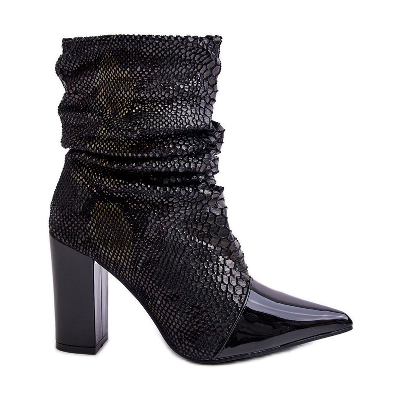 Crinkled Snake High Heel Boots Black Casima svart